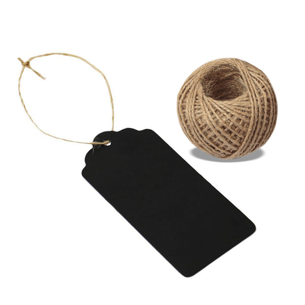 G2PLUS 100 Pcs Square Hang Tags with String, Kraft Paper Blank Gift Tags with 100 Feet Natural Jute Twine