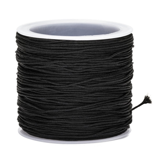 G2PLUS 0.8mm Black Nylon Cord String, 100m Satin Braided Cord, No-elastic Roman Blind Cord, Jewelry Making Cord, Chinese Knot Cord for Necklace, Bracelets and Beading