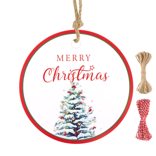 G2PLUS 100PCS Christmas Tags for Gift, Merry Christmas Tags, 2'' Round Merry Christmas Present Tags, Christmas Tree Tags, Christmas Paper Gift Tags with String for Gift Wrapping, Party Favors