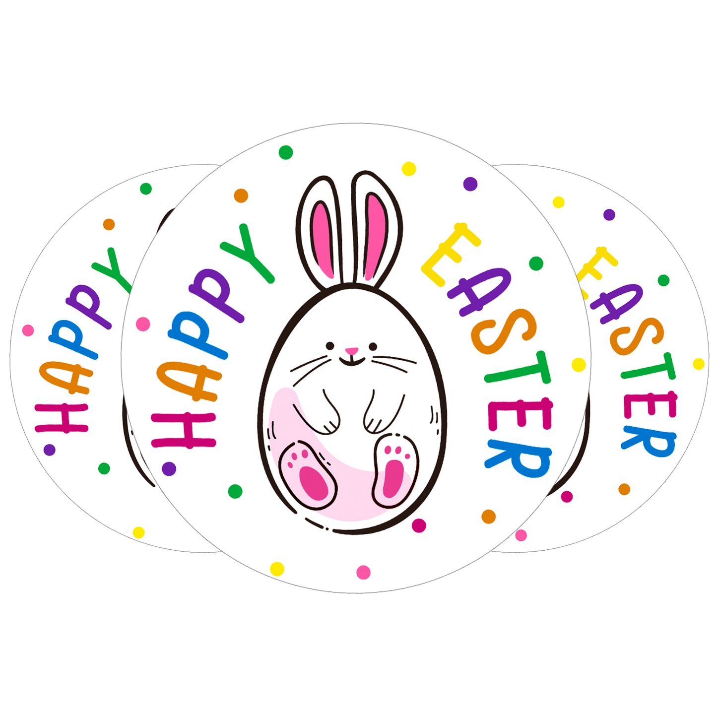 G2PLUS Easter Gift Stickers, 120Pcs Happy Easter Stickers, 2" Round Bunny Easter Labels, Lovely Bunny Stickers, Personalized Easter Decoration Stickers for Gift Wrap, Easter Party, Candy Bags