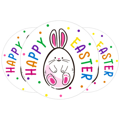 G2PLUS Easter Gift Stickers, 120Pcs Happy Easter Stickers, 2" Round Bunny Easter Labels, Lovely Bunny Stickers, Personalized Easter Decoration Stickers for Gift Wrap, Easter Party, Candy Bags