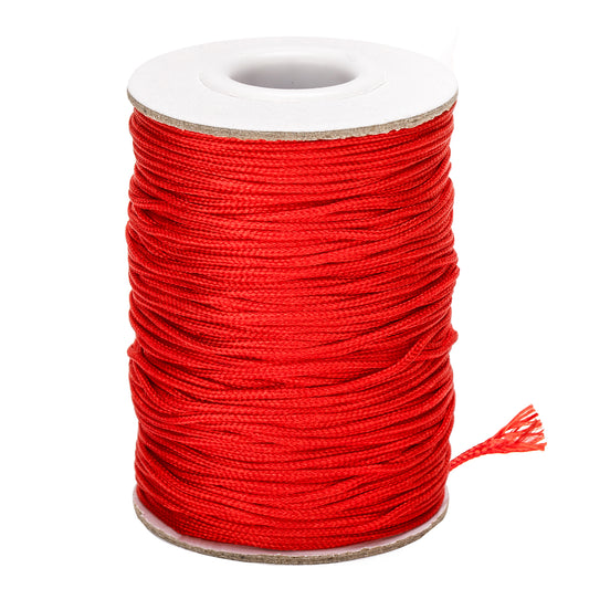 G2PLUS 1.5mm Red Nylon Cord String, 100m Satin Braided Cord, No-elastic Roman Blind Cord, Jewelry Making Cord, Chinese Knot Cord for Necklace, Bracelets and Beading