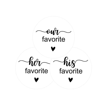 G2PLUS 120PCS Wedding Stickers, His and Her Favorite Stickers, Our Favorite Stickers, 2" Round Wedding Favors Stickers, White Black Sealing Labels for Wedding Party Favors, Baby Showers(40 of Each)