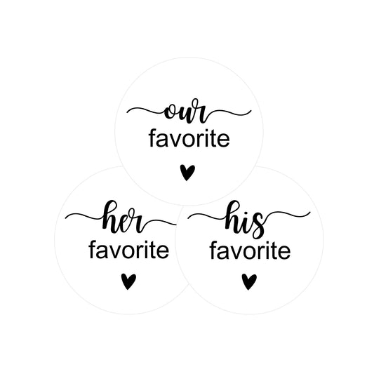 G2PLUS 120PCS Wedding Stickers, His and Her Favorite Stickers, Our Favorite Stickers, 2" Round Wedding Favors Stickers, White Black Sealing Labels for Wedding Party Favors, Baby Showers(40 of Each)