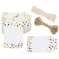 G2PLUS Foil Gold Dots Gift Tags,100Pcs White Paper HangTags with String,Personliazed Blank Tags for Wedding,Party,Gift Wrapping,Birthday,Baby Shower（3.34"×2.16")