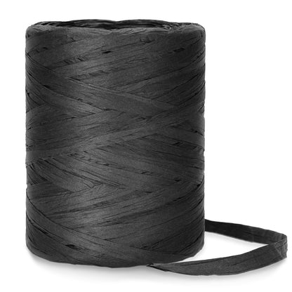 G2PLUS 218 Yards Raffia Paper Craft Ribbon, 1/4 Inch Wide Raffia Ribbon for Gift Wrapping, Black Raffia Ribbon Packing Twine String for DIY Arts & Crafts, Crochet Supplies, Christmas Holiday Decor