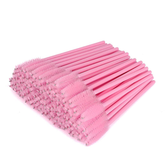 G2PLUS 100 PCS Pink Eyelash Brushes Spoolies - Eyebrow Spoolie Brushes -Disposable Mascara Wands - Eyelash Extension Brushes for Extensions