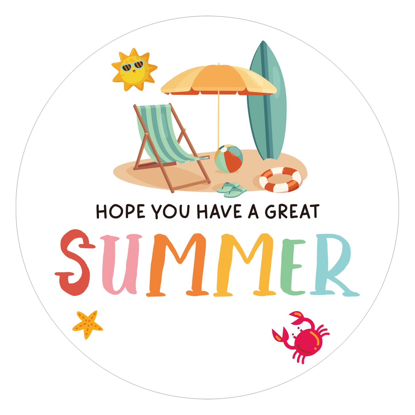 G2PLUS Summer Gift Stickers, 60PCS Summer Beach Stickers, 2 Inch Summer Holiday Stickers, Hope You Have A Great Summer Stickers for Envelope Seals, Hawaii Tropical Luau Party Favors