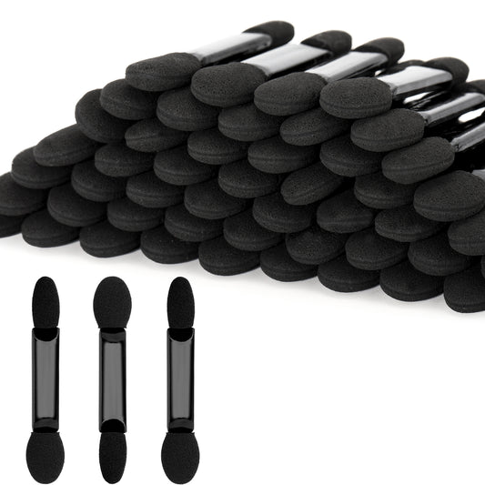 100PCS Sponge Eyeshadow Applicators - Disposable Eyeshadow Applicators - Black Eye Shadows Sponge Brushes - Eye Makeup Applicators for Nails and Eyeshadow Makeup