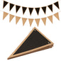 G2PLUS 5M Pre-Strung Kraft Card Bunting Banner Flags - 25PCS Black and Brown Kids' Party Garlands - 21 * 14CM Large Size Pennant Flags for Birthday Party and Classroom Chalkboard Bunting