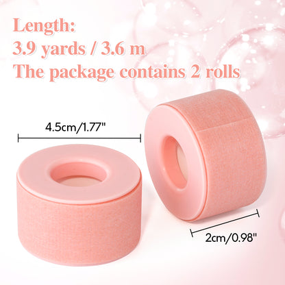 G2PLUS Silicone Tape, 2 Rolls Micropore Medical Tape Roll, 1'' x 8 Yards Pink Lash Tape for Eyelash Extensions and Wound Dressing Breathable and Waterproof, Low Sensitivity and High Viscosity