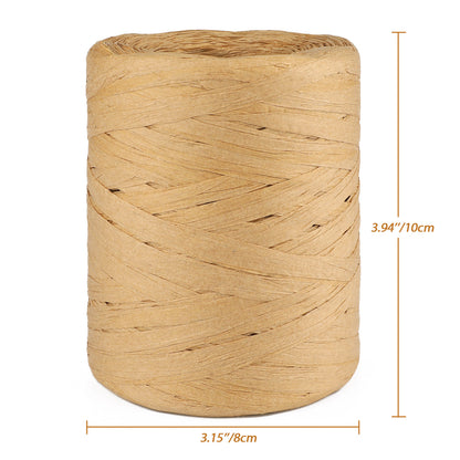 G2PLUS 218 Yards Raffia Paper Craft Ribbon, 1/4 Inch Wide Raffia Ribbon for Gift Wrapping, Brown Raffia Packing Twine String for DIY Arts&Crafts, Crochet Supplies, Christmas Holiday Decoration