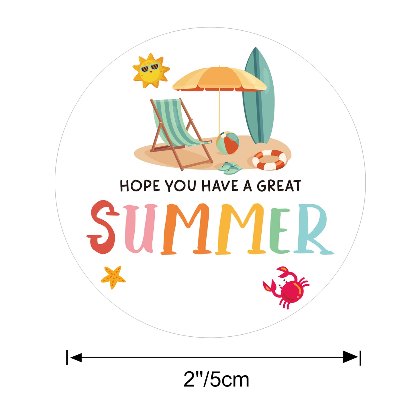 G2PLUS Summer Gift Stickers, 60PCS Summer Beach Stickers, 2 Inch Summer Holiday Stickers, Hope You Have A Great Summer Stickers for Envelope Seals, Hawaii Tropical Luau Party Favors