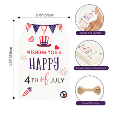 G2PLUS Happy 4th of July Tags, 50PCS Independence Day Tags, American Flag Paper Tags, Fourth of July Gift Tags with String for Gift Wrapping, Arts & Crafts, Independence Day Party Decoration