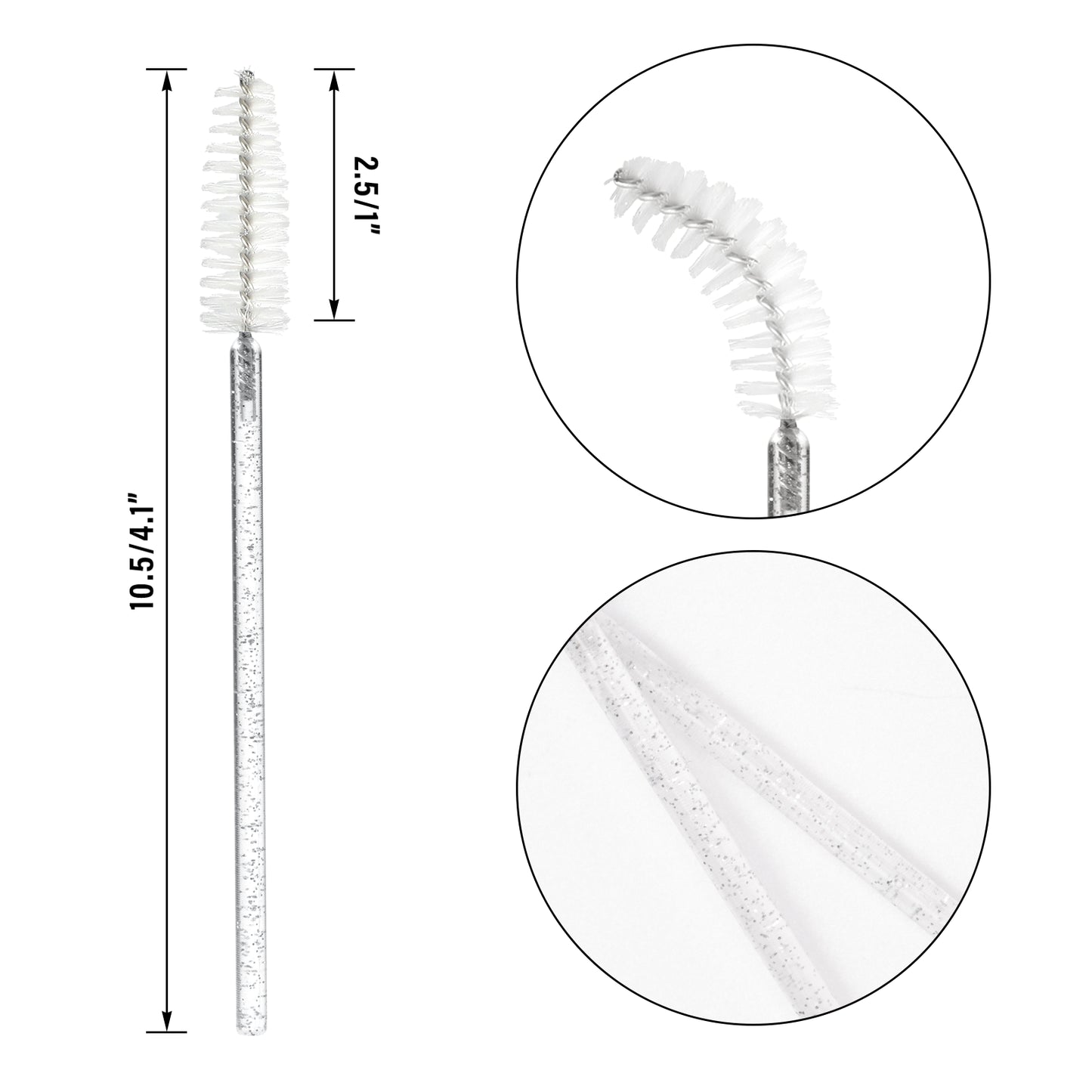 G2PLUS 100PCS Crystal Mascara Wands, White Eyelash Mascara Applicator, Disposable Spoolies Makeup Kits for Applying Mascara, Lash Extensions and Eyebrow Brush (White)