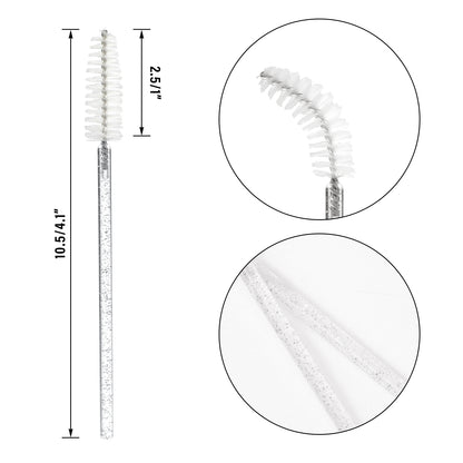 G2PLUS 100PCS Crystal Mascara Wands, White Eyelash Mascara Applicator, Disposable Spoolies Makeup Kits for Applying Mascara, Lash Extensions and Eyebrow Brush (White)