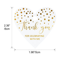 G2PLUS 100PCS Thank You Gift Tags, Heart Shaped Thank You Tags, Thank You for Celebrating with Me Tags, Gold Thank You Tags, White Paper Heart Tags with String for Mothers Day, Wedding Party Favor