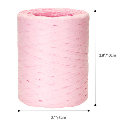 G2PLUS 218 Yards Raffia Paper Craft Ribbon, 1/4 Inch Wide Raffia Ribbon for Gift Wrapping, Pink Raffia Ribbon Packing Twine String for DIY Arts & Crafts, Crochet Supplies, Christmas Holiday Decor