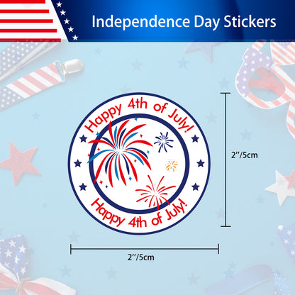 G2PLUS Independence Day Stickers, 120PCS Happy 4th of July Stickers, 2 Inch Round American Patriotic Stickers, USA Patriotic Gift Stickers for Envelope Seals, Cards, Gift Bags, Party Favors