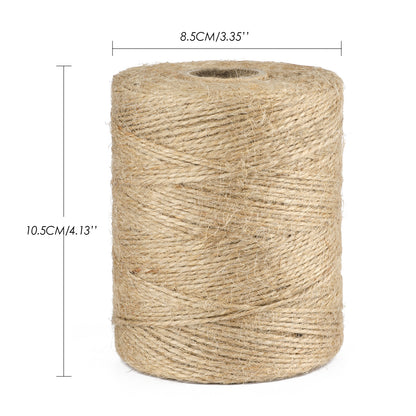 G2PLUS Natural Jute Twine, 1.5mm Thin Hemp Twine, 984 Feet Brown Twine String for Crafts, 2 Ply Jute Twine String for Gift Wrapping, DIY Arts & Crafts, Garden Plants, Christmas