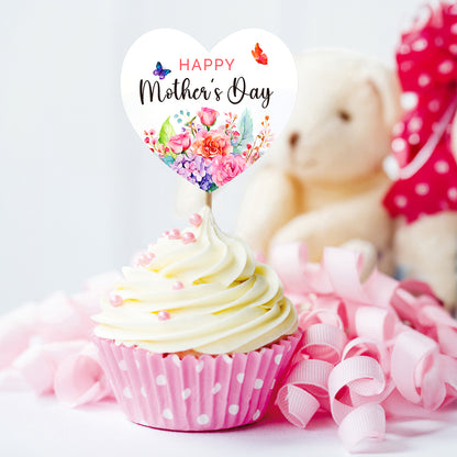 G2PLUS Mother's Day Stickers, 60PCS Happy Mother's Day Gift Stickers, 2'' Heart Shaped Mother's Day Label Stickers, Floral Gift Stickers for Mother's Day Gift Wrap, Party Favors Decorations