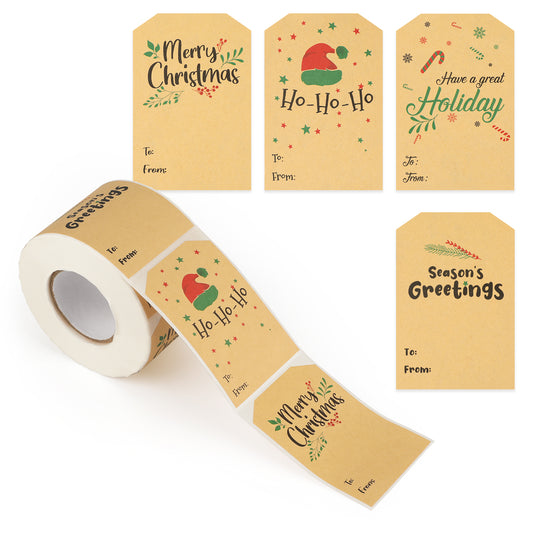 300PCS Merry Christmas Paper Stickers 7.5CM * 5CM Sticky Labels Paper Seals for Christmas DIY Gift Package