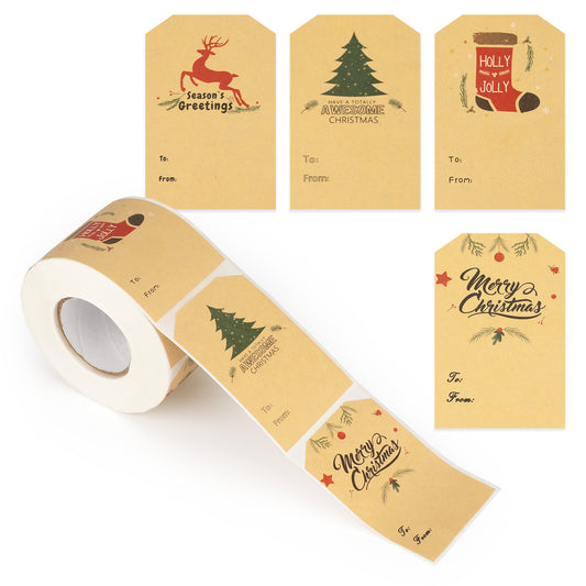 300PCS Merry Christmas Paper Stickers 7.5CM * 5CM Sticky Labels Paper Seals for Christmas DIY Gift Package