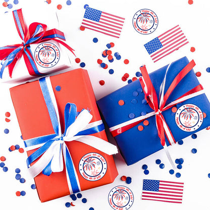 G2PLUS Independence Day Stickers, 120PCS Happy 4th of July Stickers, 2 Inch Round American Patriotic Stickers, USA Patriotic Gift Stickers for Envelope Seals, Cards, Gift Bags, Party Favors