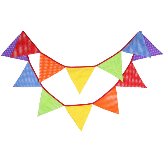 300cm (9.8-10 ft) Colorful Fabric Bunting, Double Sided Pennant Flag Banners, Triangle Chic Garlands Decoration for Birthday Parties Ceremonies Kitchen Bedrooms (Multicolor)