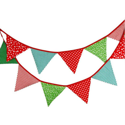 10.8 Feet / 3.3 M Triangle Pennant Flags Vintage Bunting Floral Cotton Banner Kit Pennant Garland For Wedding,Festivals,Nursery,Outdoor Pennant Hanging Decoration (Red Green) - G2plus