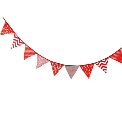 3.3 M Triangle Pennant Flags Vintage Bunting Floral Cotton Banner Kit Pennant Garland For Wedding,Festivals,Nursery,Outdoor Pennant Hanging Decoration (Red) - G2plus