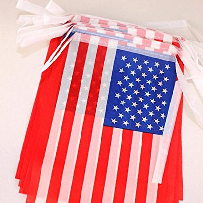 G2PLUS 2PCS American Flag Bunting, 11 Meter USA National Banner Pennant with 40 Pendants - G2plus