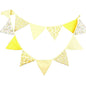 3.3M Triangle Pennant Flags Vintage Bunting Floral Cotton Banner Kit Pennant Garland For Wedding,Festivals,Nursery,Outdoor Pennant Hanging Decoration (Yellow) - G2plus