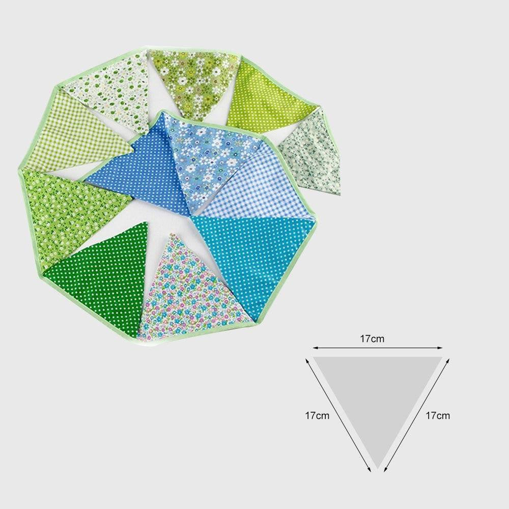 3.3 M Triangle Pennant Flags Vintage Bunting Floral Cotton Banner Kit Pennant Garland For Wedding,Festivals,Nursery,Outdoor Pennant Hanging Decoration (Blue Green) - G2plus