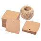 100 PCS Square Hang Tags with String, Kraft Paper Blank Gift Tags with 100 Feet Natural Jute Twine - G2plus