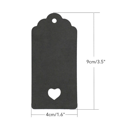 Valentine's Day 100 PCS Gift Kraft Tags Luggage Tags 4.5 cm * 9.5 cm Labels with 30 Meters Jute Twine (Black) - G2plus