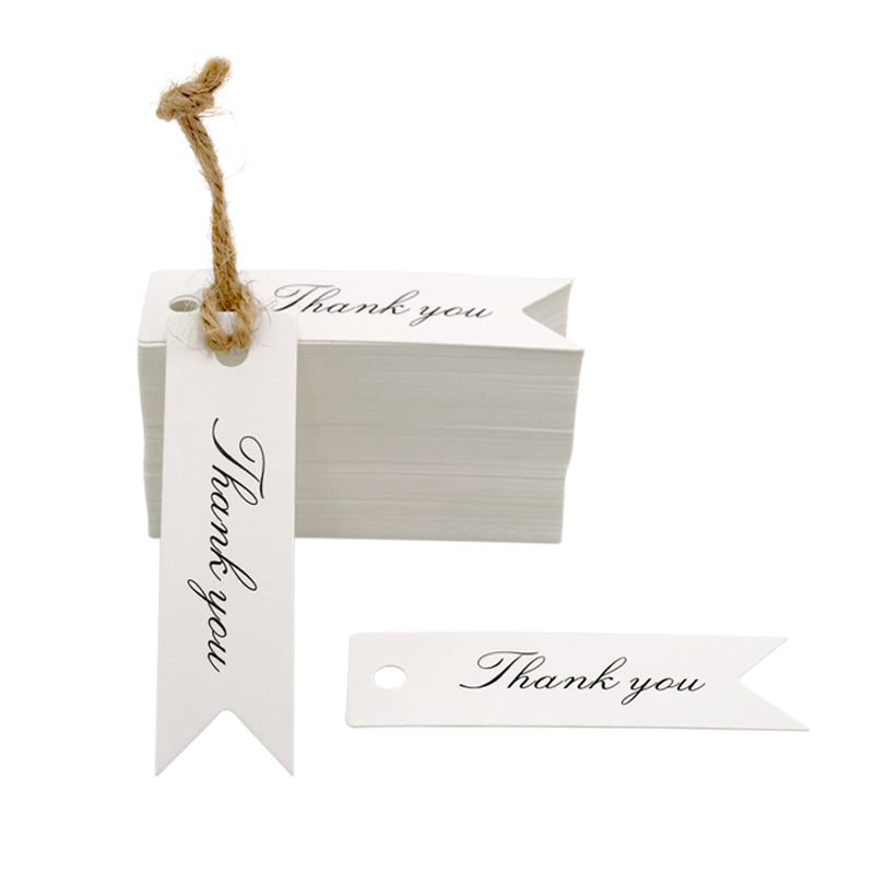 Thank You Tags, G2PLUS 100 PCS 'Thank you' Printed Christmas Tags, Paper Hang Tags for Wedding Favors Paper Gift Tags - G2plus