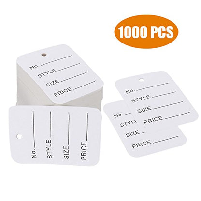 1000 PCS Price Tags, Clothes Size Tags Coupon Tags Making Tag White Store Tags Clothing Tags, 1.94" X 1.38" - G2plus