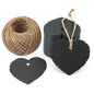 Valentine's Day Kraft Gift Tags 100 PCS Blank Label 5.5 cm * 6 cm Paper Wedding Labels Brown Hang Tag with 30 Meters Jute Twine - Heart-Shaped (Black) - G2plus