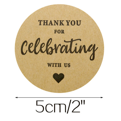 Original Design 60PCS Thank You for Celebrating with US Stickers,2 Inch Round Thank You Kraft Sticker Labels for Invitation Envelopes for Wedding, Baby Shower, Party Favor - G2plus