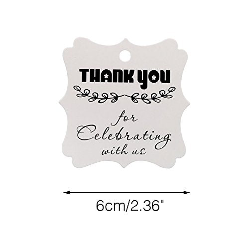 Thank You for Celebrating with Us,Original Design 100PCS Kraft Paper Tag Gifts Papers Wedding Favor Gift Tags with 100 Feet Jute Twine - G2plus