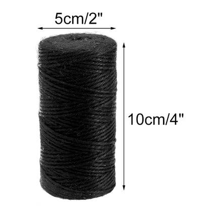 G2PLUS 3Ply Black Jute Twines, 100M Bakers Twine, 2MM Art and Crafts Linen String for Vintage Tags/Labels Tie; Gardening Use - G2plus