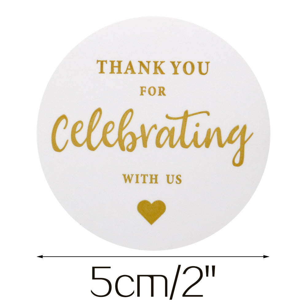 Original Design 60PCS Thank You for Celebrating with US Stickers,2 Inch Round Thank You Sticker Labels for Invitation Envelopes for Wedding, Baby Shower, Party Favor - G2plus