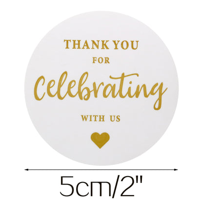 Original Design 60PCS Thank You for Celebrating with US Stickers,2 Inch Round Thank You Sticker Labels for Invitation Envelopes for Wedding, Baby Shower, Party Favor - G2plus