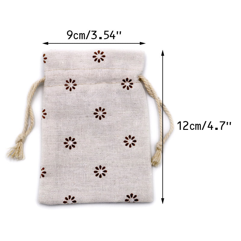 20 PCS Cotton Burlap Drawstring Pouches Gift Bags Wedding Party Favor Jewelry Bags 3.5'' x 4.7'' (Brown Daisy) - G2plus