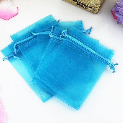 Organza Bags, G2PLUS 100PCS 10X15CM (4X6") Drawstring Organza Jewelry Favor Pouches Wedding Party Festival Gift Bags Candy Bags (Lake Blue) - G2plus