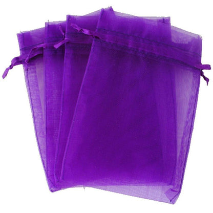 Organza Bags, G2PLUS 100PCS 10X15CM (4X6") Drawstring Organza Jewelry Favor Pouches Wedding Party Festival Gift Bags Candy Bags (Purple) - G2plus