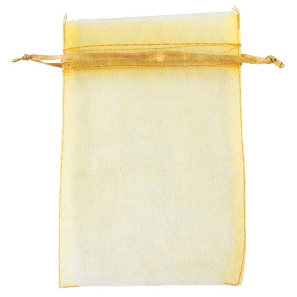 Organza Bags, G2PLUS 100 PCS 10cmX15cm (4''X6") Drawstring Organza Jewelry Favor Pouches Wedding Party Festival Gift Bags Candy Bags (Golden Yellow) - G2plus