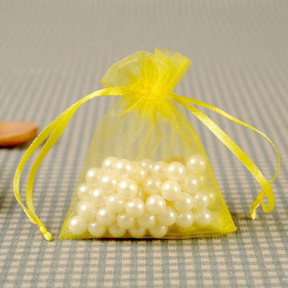 Organza Bags, G2PLUS 100 PCS 10cmX15cm (4''X6") Drawstring Organza Jewelry Favor Pouches Wedding Party Festival Gift Bags Candy Bags (Golden Yellow) - G2plus