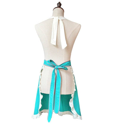 Lovely Classic Style Women’s Cooking Apron Kitchen Apron Baking Apron with Pocket Great Gift For Wife Ladies Macara Dragon White&Blue (Adult Women) - G2plus